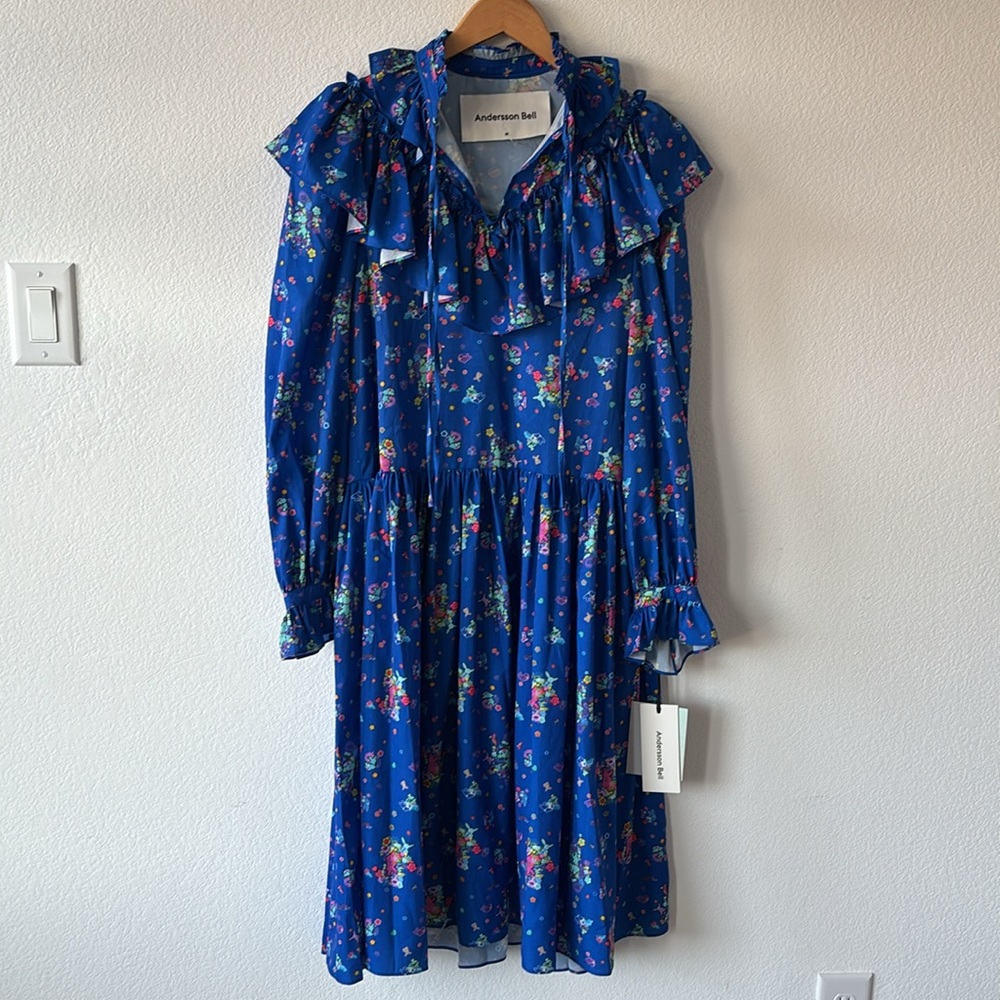 Andersson Bell Flower Bear Print Ruffle Dress in M - Picture 4 of 11